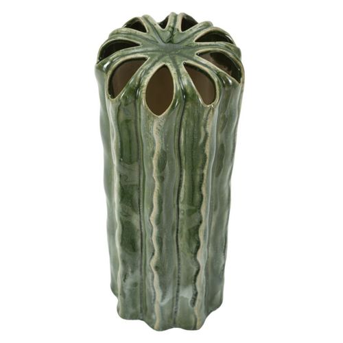 Vase Décoratif Mf848, Céramique, Vert, 12x12x31,5 Cm
