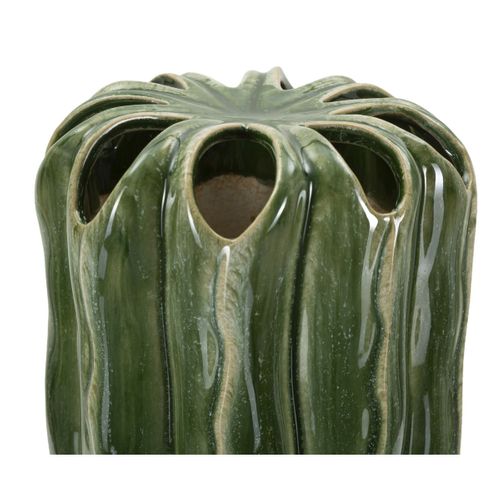 Vase Décoratif Mf848, Céramique, Vert, 12x12x31,5 Cm