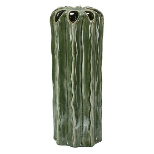 Vase Décoratif Mf848, Céramique, Vert, 12x12x31,5 Cm