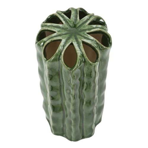Vase Décoratif Mf852, Céramique, Vert, 11,5x11,5x23,5 Cm