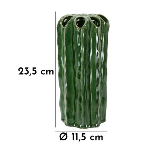 Vase Décoratif Mf852, Céramique, Vert, 11,5x11,5x23,5 Cm