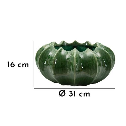 Vase Décoratif Mf834, Céramique, Vert, 31x31x16 Cm