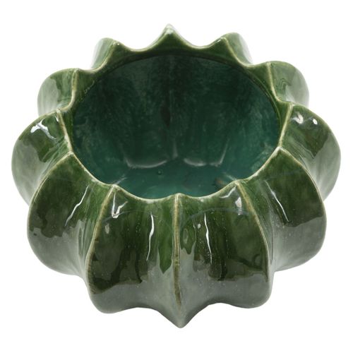 Vase Décoratif Mf849, Céramique, Vert, 22x22x13,5 Cm