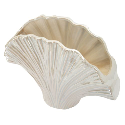 Vase Décoratif Mf843, Céramique, Blanc, 35,5x11,5x27 Cm