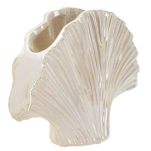 Vase Décoratif Mf851, Céramique, Blanc, 27x8x19 Cm