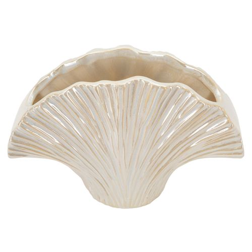 Vase Décoratif Mf851, Céramique, Blanc, 27x8x19 Cm