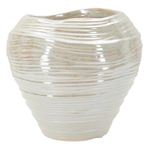 Vase Décoratif Mf845, Céramique, Blanc, 22x22x20 Cm