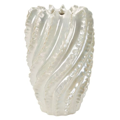 Vase Décoratif Mf812, Céramique, Blanc, 30x30x48 Cm