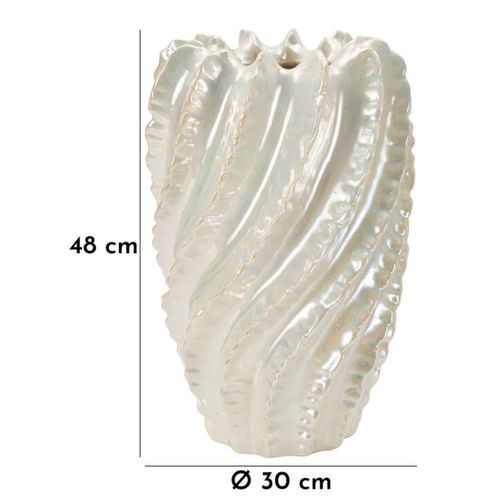 Vase Décoratif Mf812, Céramique, Blanc, 30x30x48 Cm