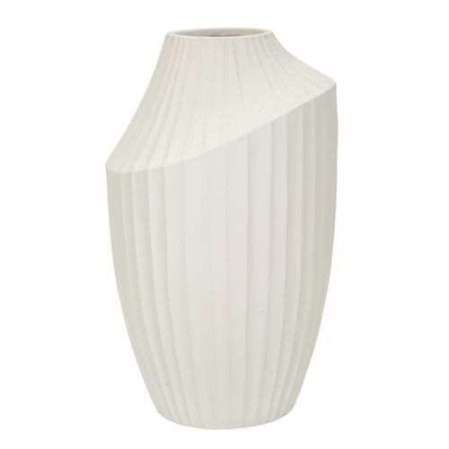 Vase Décoratif Mf836, Polyrésine, Beige, 22,5x22,5x38 Cm