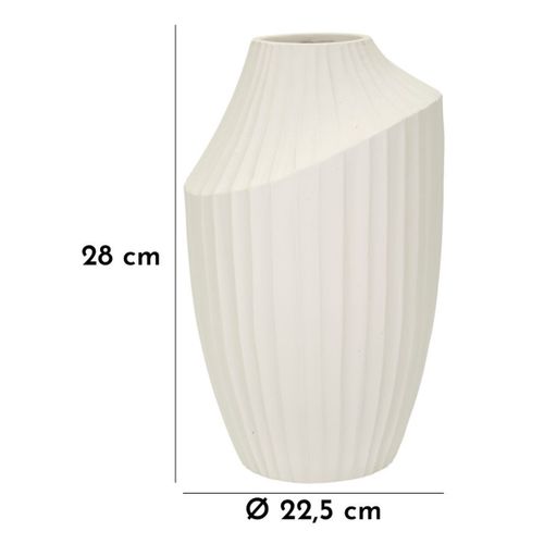 Vase Décoratif Mf836, Polyrésine, Beige, 22,5x22,5x38 Cm