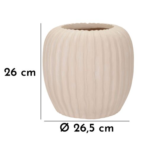 Vase Décoratif Mf835, Polyrésine, Beige, 26,5x26,5x26 Cm