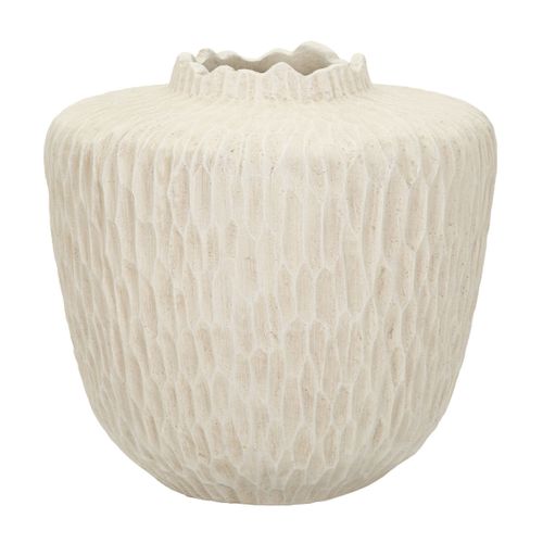 Vase Décoratif Mf824, Polyrésine, Beige, 35x35x32,5 Cm