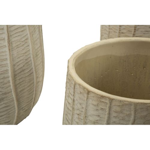Lot De 3 Pots Décoratifs Mf773, Céramique, Beige, 30,5x30,5x27 Cm