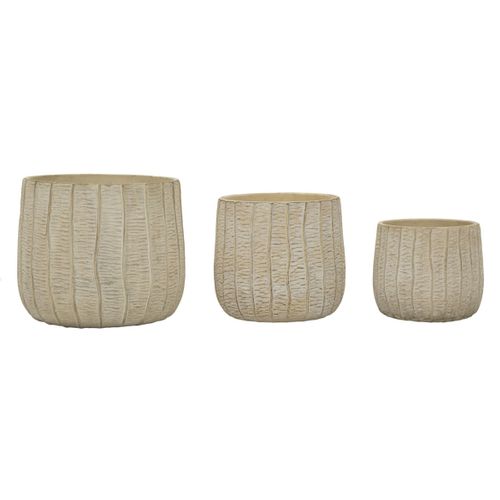 Lot De 3 Pots Décoratifs Mf773, Céramique, Beige, 30,5x30,5x27 Cm