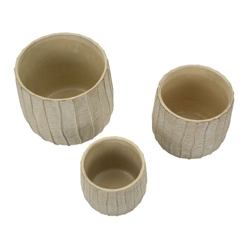Lot De 3 Pots Décoratifs Mf773, Céramique, Beige, 30,5x30,5x27 Cm
