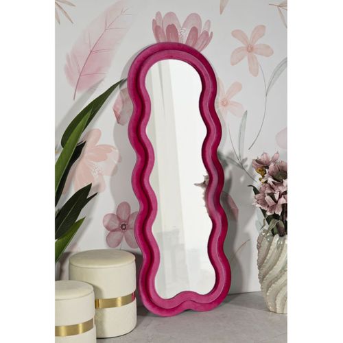 Miroir Avec Cadre Vague, Mdf, Rose, 60x4x160 Cm