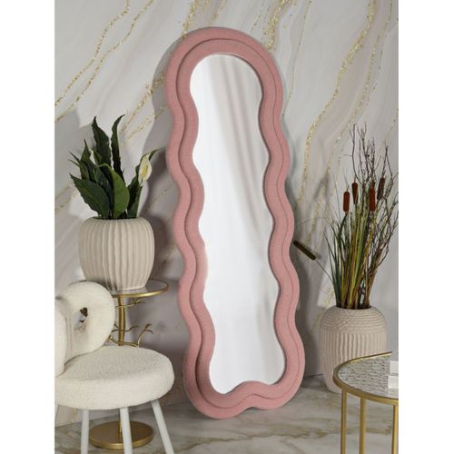 Miroir Avec Cadre Vague 4, Mdf, Rose, 60x4x160 Cm