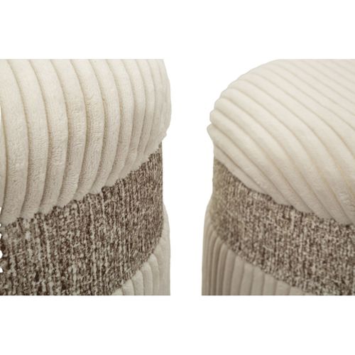 Lot De 3 Poufs Mf768, Mdf, Beige, 40,5x40,5x49,5 Cm