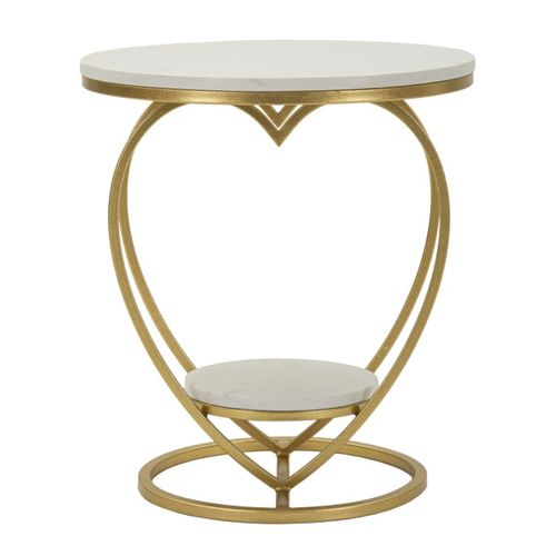 Table D'appoint Cœur, Métal, Or, 40x40x45,5 Cm