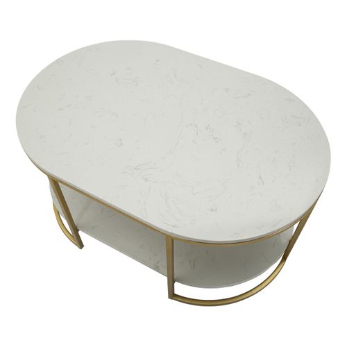 Table D'appoint Mf791, Métal, Or, 90x60x45 Cm