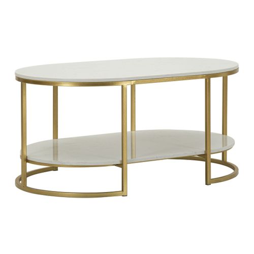 Table D'appoint Mf791, Métal, Or, 90x60x45 Cm