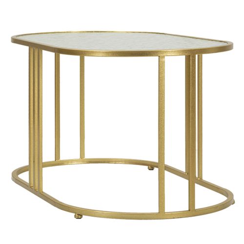 Table D'appoint Mf797, Métal, Or, 90x50x45 Cm