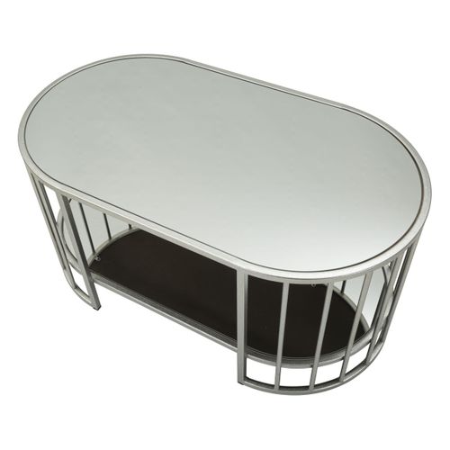 Table D'appoint Mf793, Métal, Argent, 90x50x45 Cm