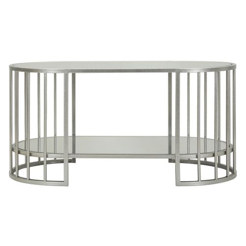 Table D'appoint Mf793, Métal, Argent, 90x50x45 Cm
