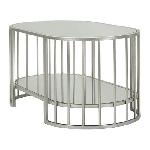 Table D'appoint Mf793, Métal, Argent, 90x50x45 Cm