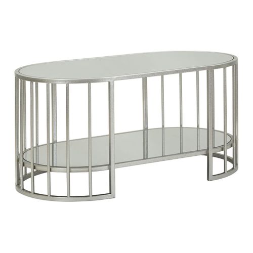 Table D'appoint Mf793, Métal, Argent, 90x50x45 Cm