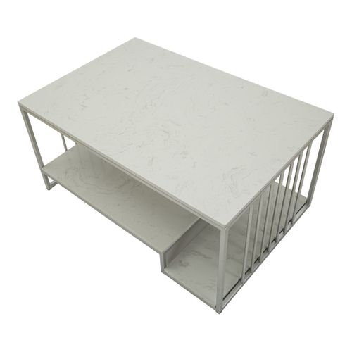 Table D'appoint Mf790, Métal, Argent, 90x45x60 Cm