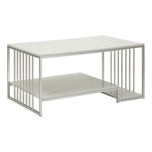Table D'appoint Mf790, Métal, Argent, 90x45x60 Cm