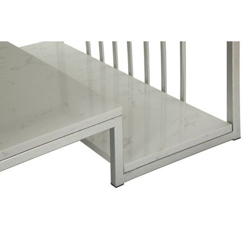 Table D'appoint Mf790, Métal, Argent, 90x45x60 Cm