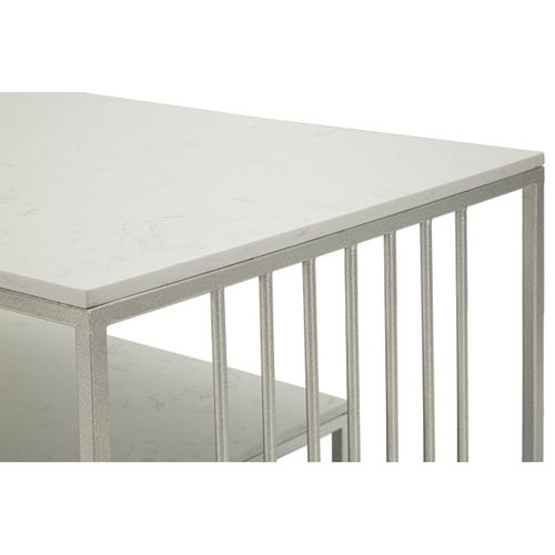 Table D'appoint Mf790, Métal, Argent, 90x45x60 Cm