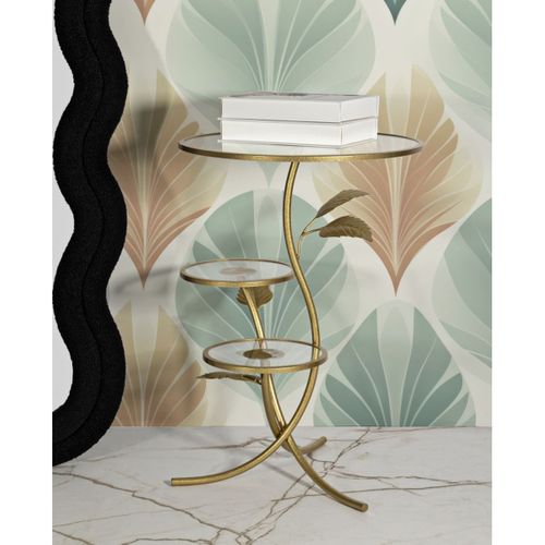 Table D'appoint Mf802, Métal, Or, 54x54x69,5 Cm