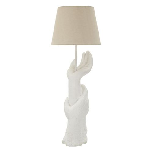 Lampe à Poser Mains, Polyrésine, Blanc, 35x35x93 Cm
