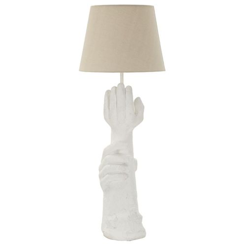 Lampe à Poser Mains, Polyrésine, Blanc, 35x35x93 Cm