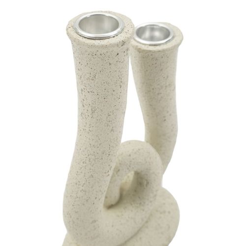 Bougeoir Mf746, Polyrésine, Beige, 12x7x20 Cm