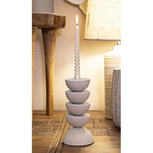 Bougeoir Mf740, Métal, Beige, 10x10x21 Cm