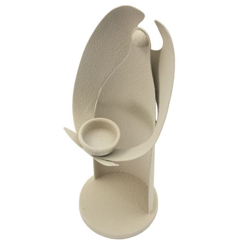 Bougeoir Mf747, Métal, Beige, 12,5x10x30 Cm