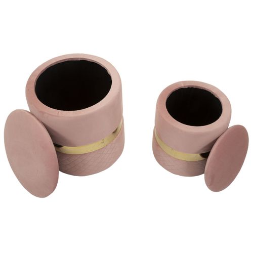 Lot De 2 Poufs Mf869, Polyester, Rose, 37x37x42 Cm