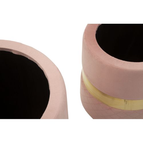 Lot De 2 Poufs Mf869, Polyester, Rose, 37x37x42 Cm