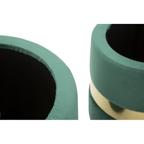 Lot De 2 Poufs Mf870, Polyester, Vert, 37x37x42 Cm