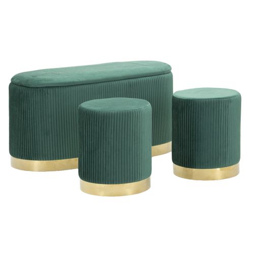 Banc Avec Rangement Mf876, Polyester, Vert, 80x37x42 Cm