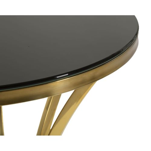 Table D'appoint Mf879, Verre, Or, 50x50x92 Cm