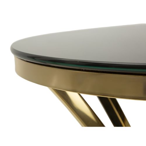 Table D'appoint Mf879, Verre, Or, 50x50x92 Cm