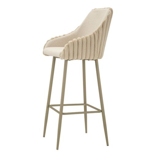 Lot De 2 Tabourets Hauts Mf881, Polyester, Beige, 52x46x111 Cm
