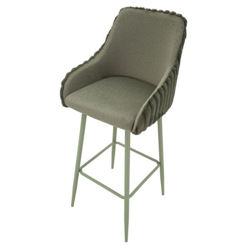 Lot De 2 Tabourets Hauts Mf882, Polyester, Vert, 52x46x111 Cm
