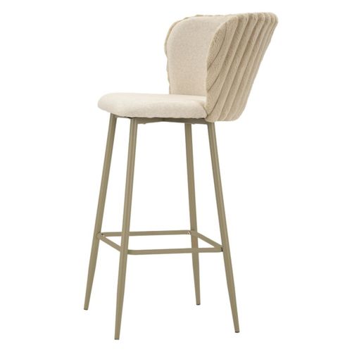 Lot De 2 Tabourets Hauts Mf883, Polyester, Beige, 55x58x106 Cm
